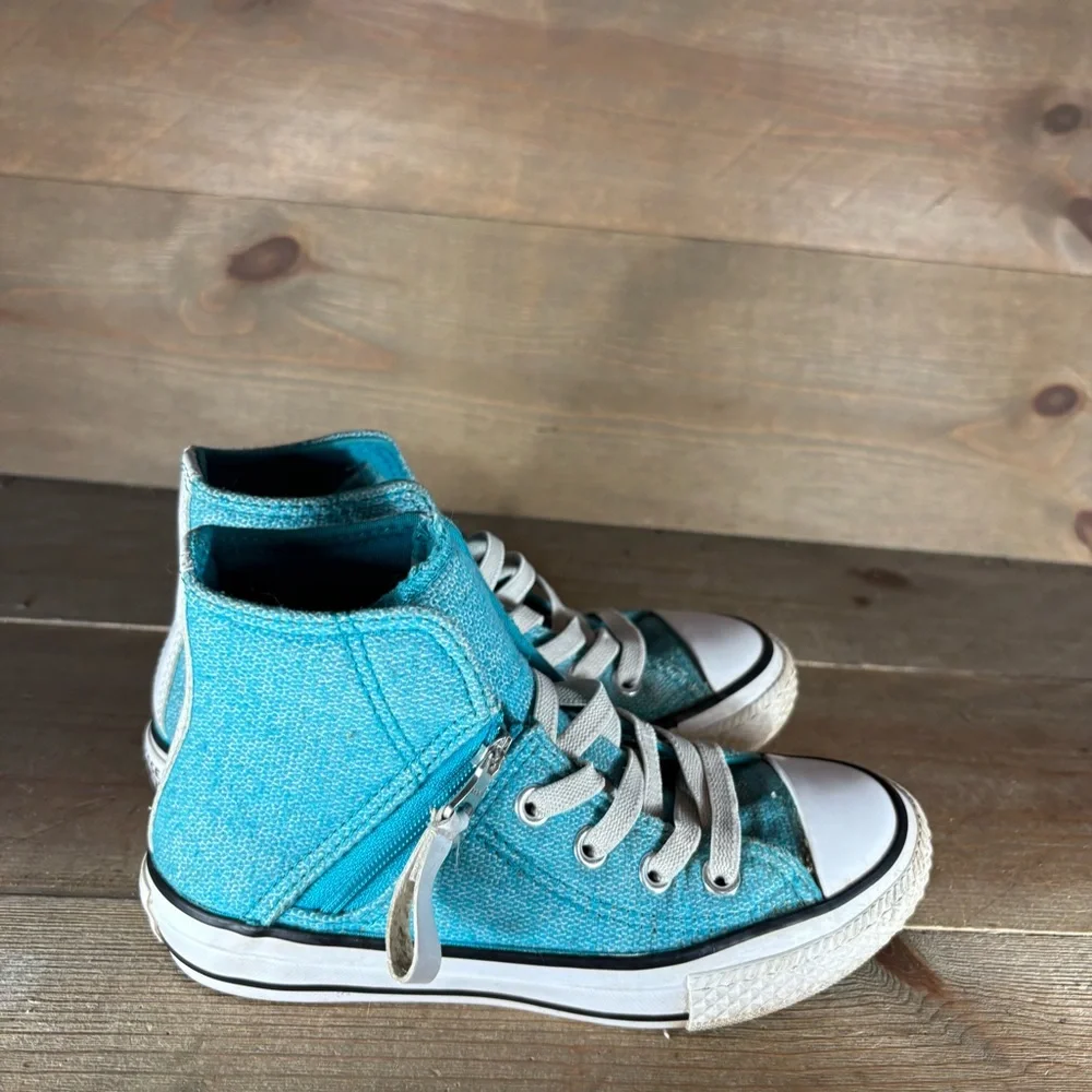 converse all star chuck taylor kid youth size 11 shoe blue zip hightop sneaker
